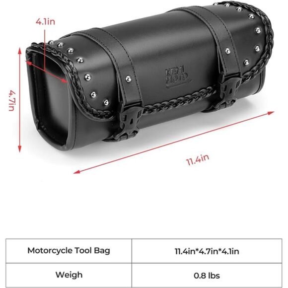 Motorcycle Tool Bag, Motorcycle Fork Bag PU Leather Universal Saddlebag - Picture 6 of 7
